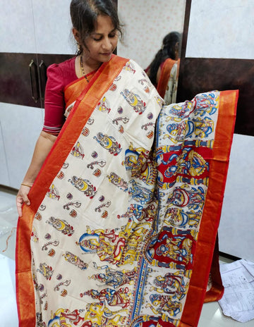 Mangala giri pattu Saree kalamkari Silk Saree