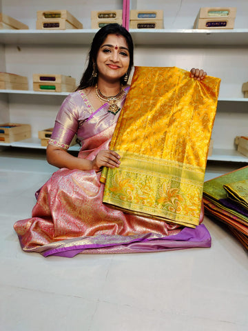100% silk mark certified kanjivaram meenakari saree