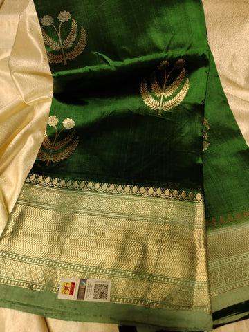 100% silk mark certified green Mango silk saree