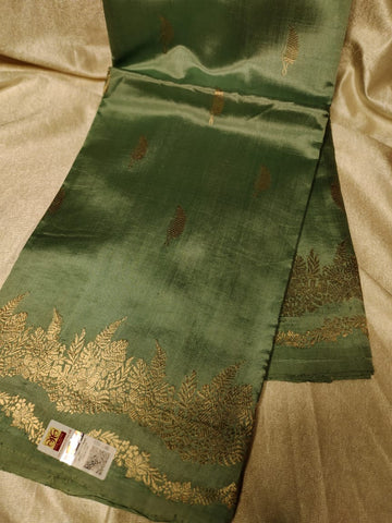 100% silk mark certified green Mango silk saree