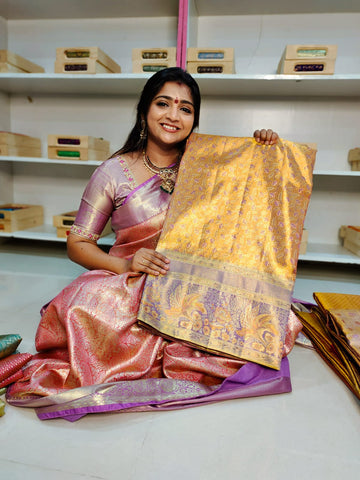 100% silk mark certified kanjivaram meenakari saree