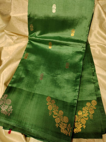 100% silk mark certified green Mango silk saree