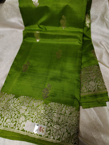 100% silk mark certified green Mango silk saree