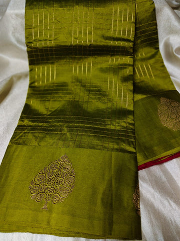 100% silk mark certified green Mango silk saree