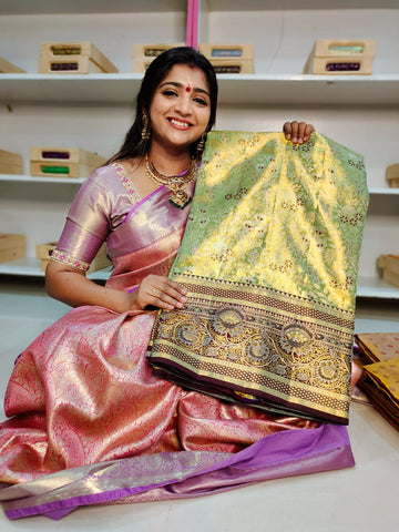100% silk mark certified kanjivaram meenakari saree