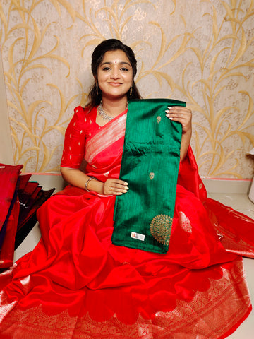 100% silk mark certified green Mango silk saree