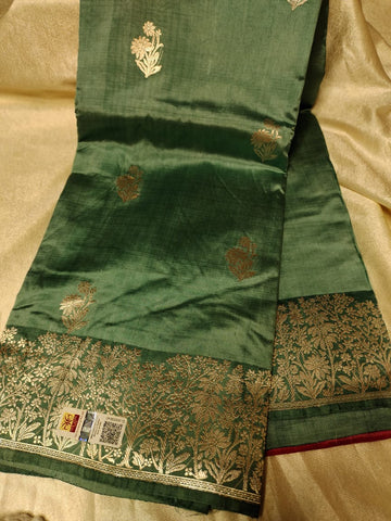 100% silk mark certified green Mango silk saree