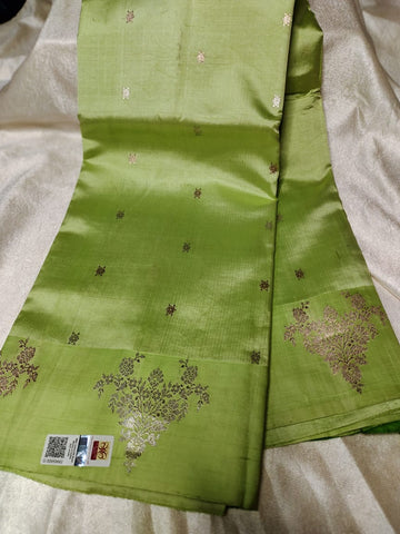 100% silk mark certified green Mango silk saree
