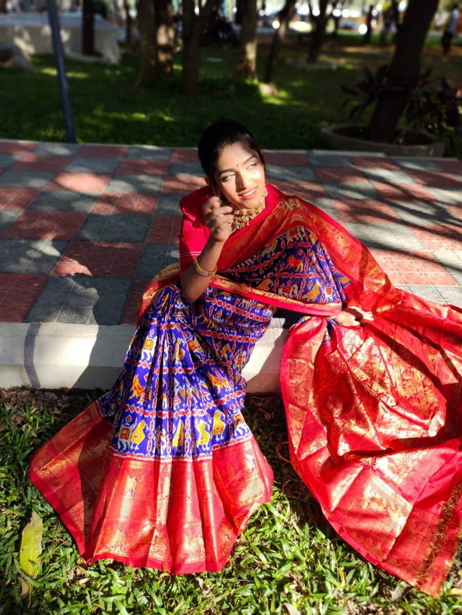 unique exclusive designer trill patola ikkat pattu sarees with Rich fallu with with kanchi boader