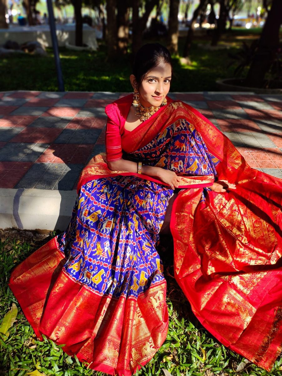 unique exclusive designer trill patola ikkat pattu sarees with Rich fallu with with kanchi boader