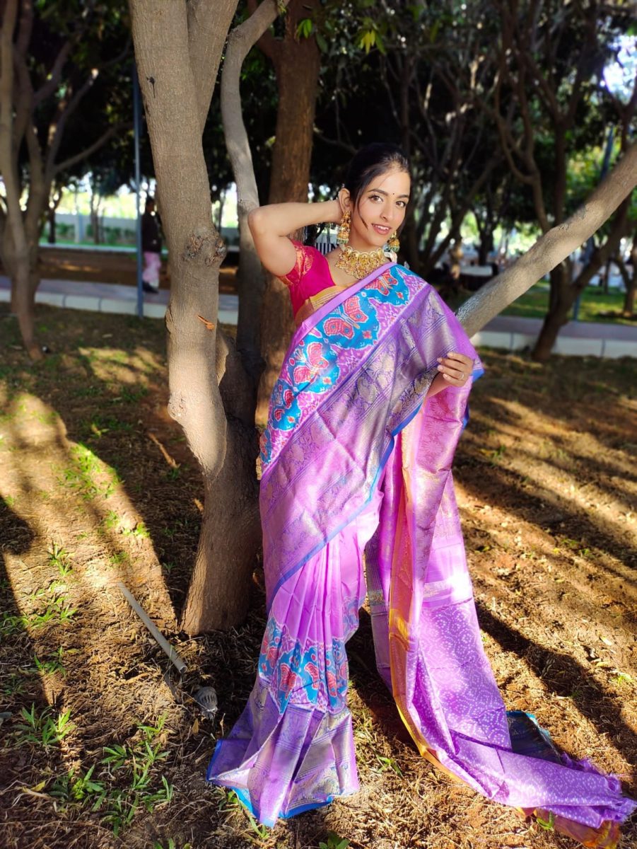 unique exclusive designer trill patola ikkat pattu sarees with Rich fallu with with kanchi boader