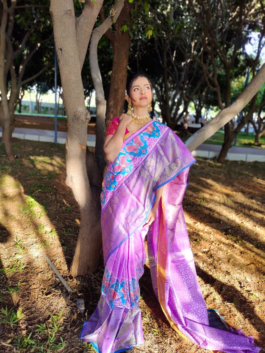 unique exclusive designer trill patola ikkat pattu sarees with Rich fallu with with kanchi boader