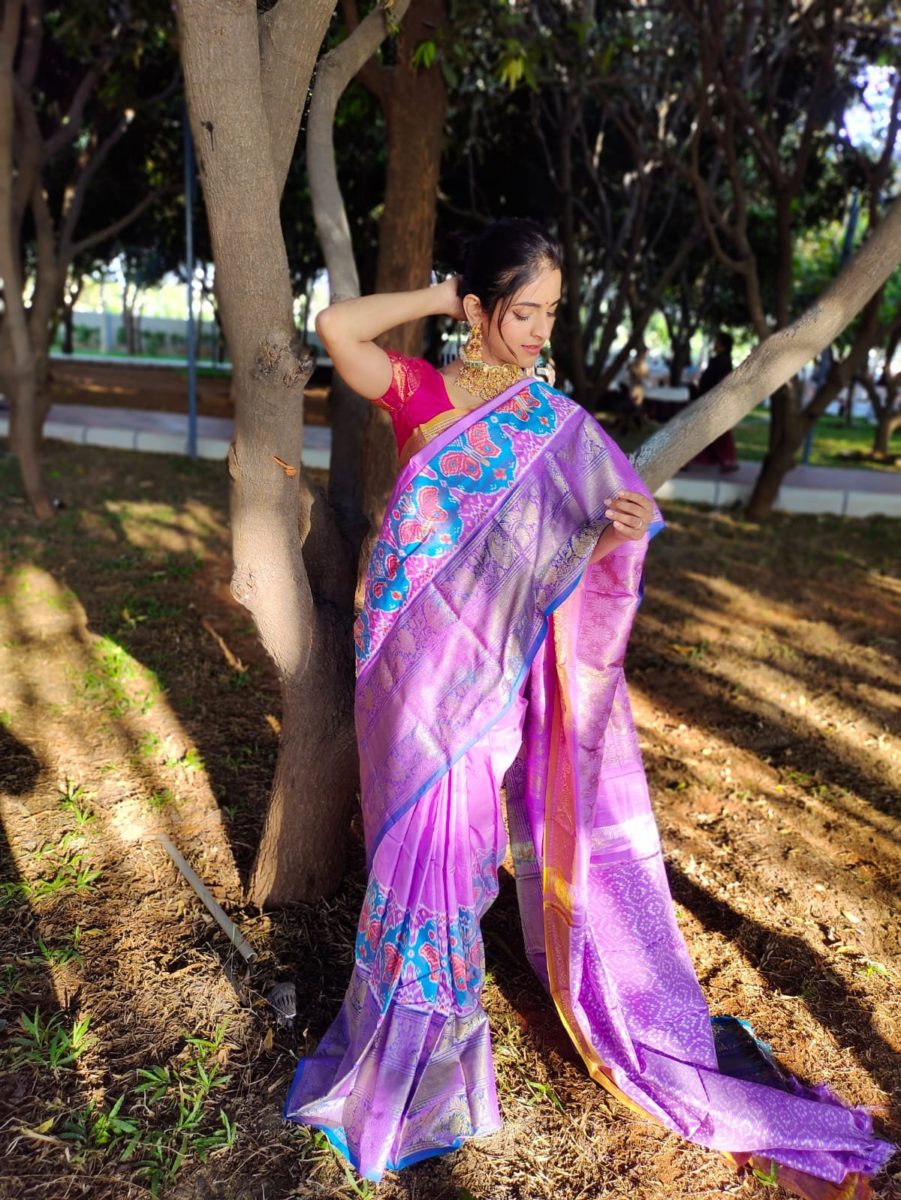 unique exclusive designer trill patola ikkat pattu sarees with Rich fallu with with kanchi boader