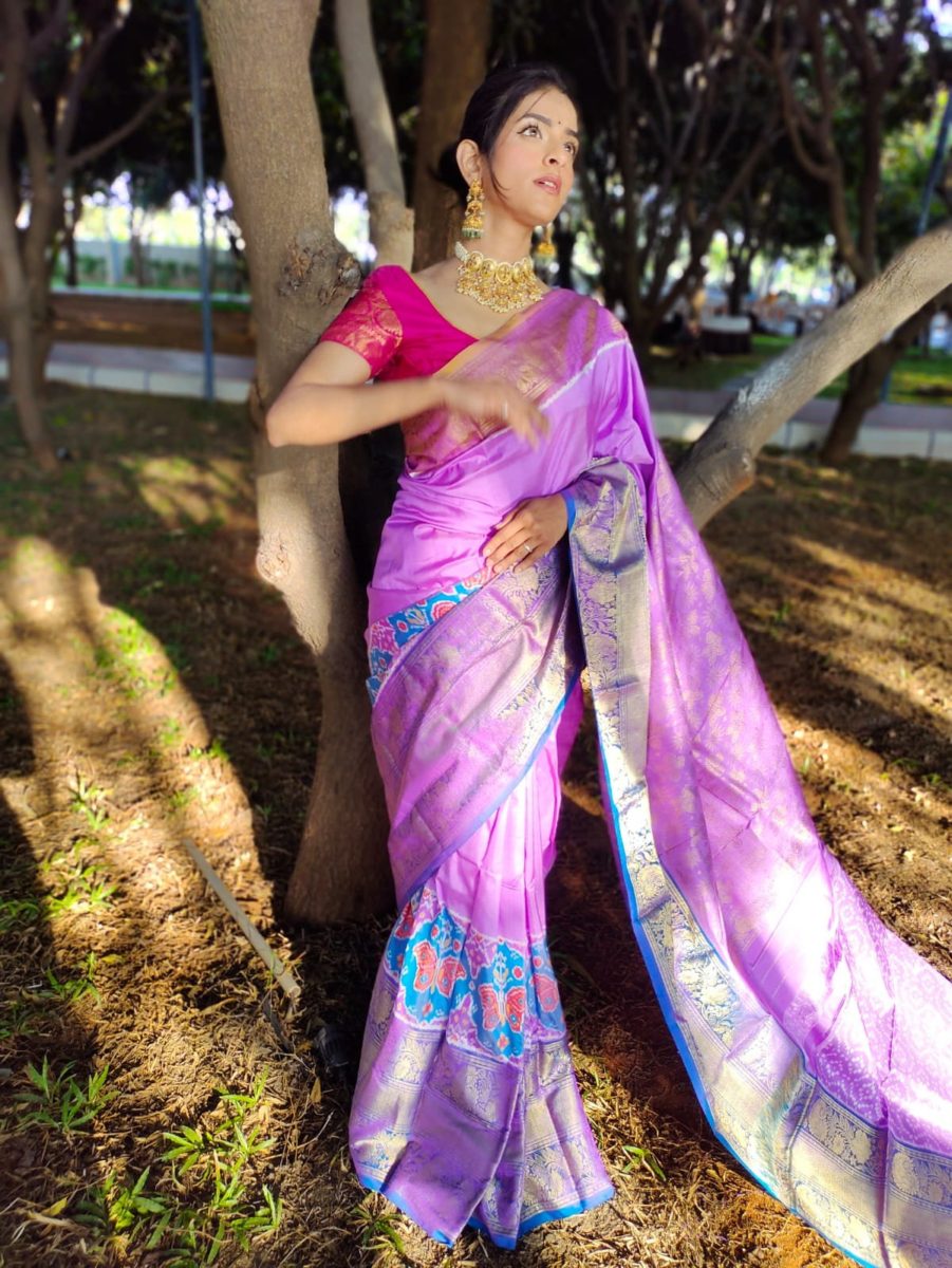unique exclusive designer trill patola ikkat pattu sarees with Rich fallu with with kanchi boader