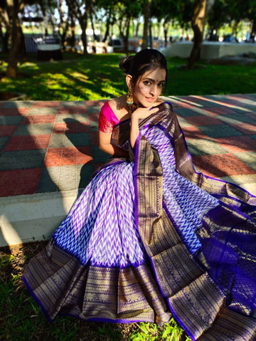 unique exclusive designer trill patola ikkat pattu sarees with Rich fallu with with kanchi boader
