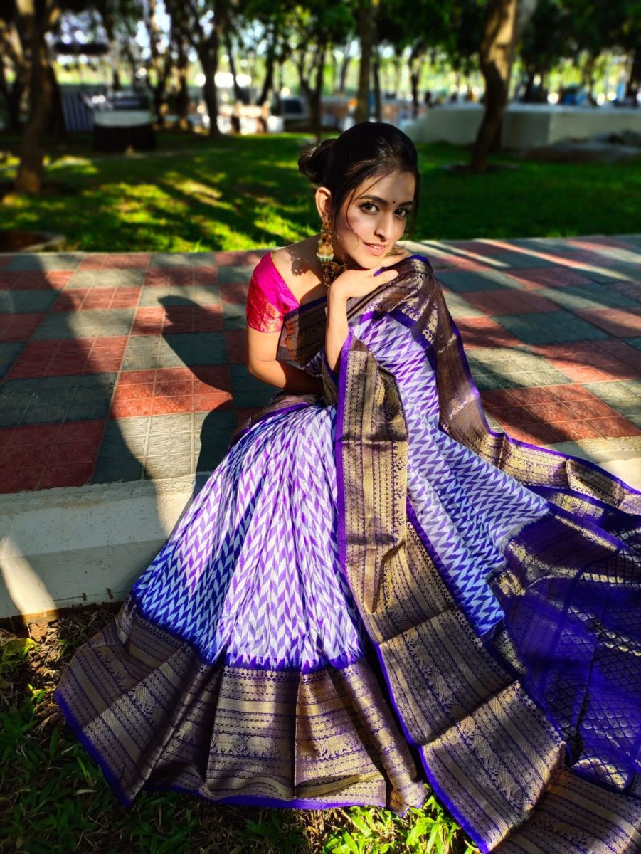 unique exclusive designer trill patola ikkat pattu sarees with Rich fallu with with kanchi boader