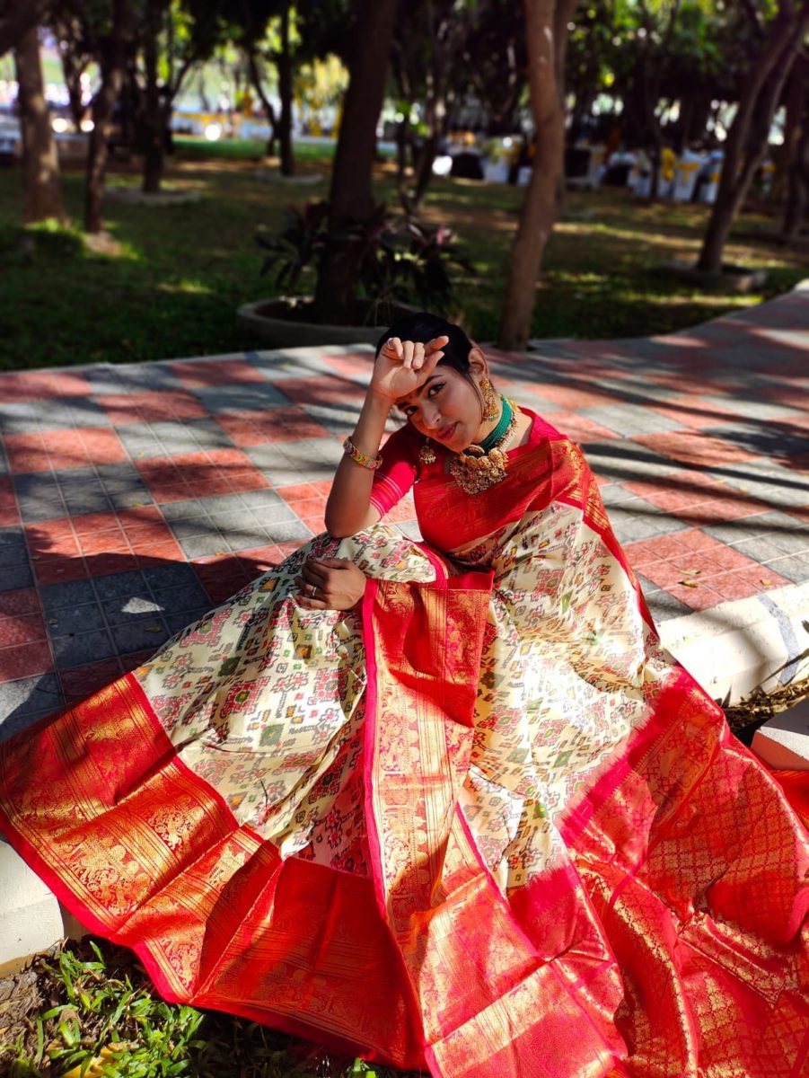 unique exclusive designer trill patola ikkat pattu sarees with Rich fallu with with kanchi boader