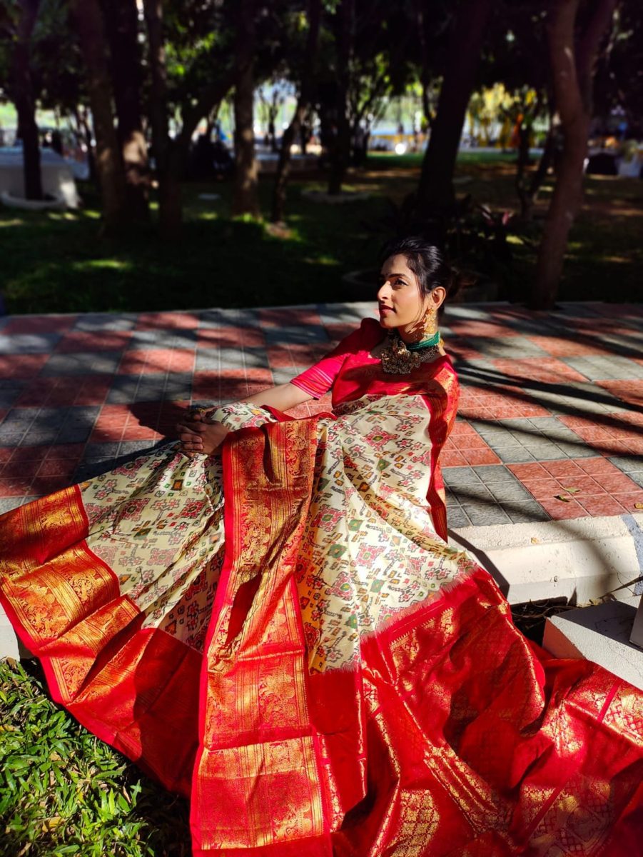 unique exclusive designer trill patola ikkat pattu sarees with Rich fallu with with kanchi boader
