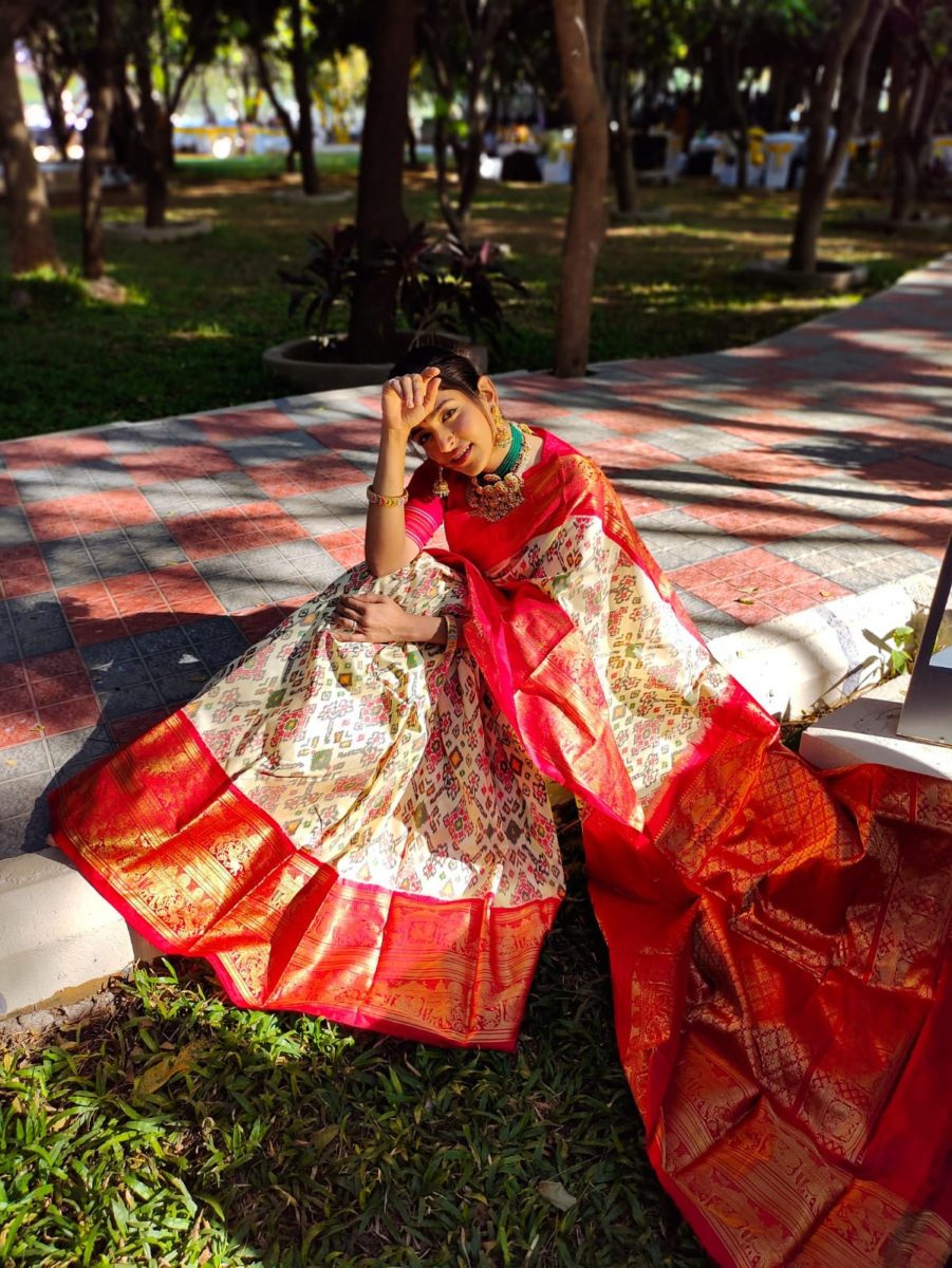 unique exclusive designer trill patola ikkat pattu sarees with Rich fallu with with kanchi boader