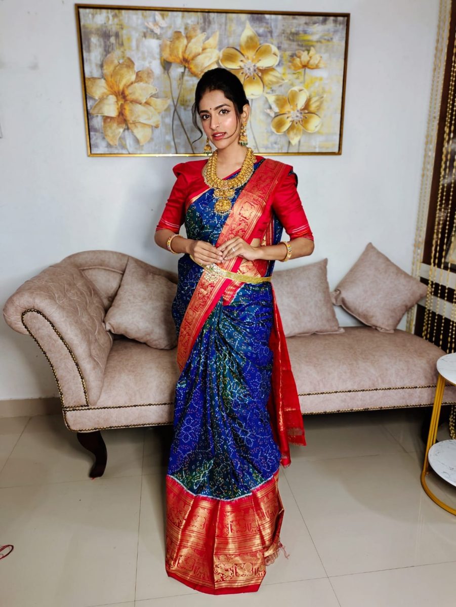 100% Silk mark certificate trill ikkat kanji varam pattu sarees with Kanjivaram kanchi boader