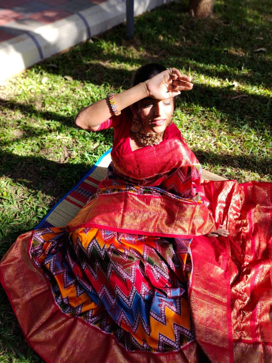 unique exclusive designer trill patola ikkat pattu sarees with Rich fallu with with kanchi boader