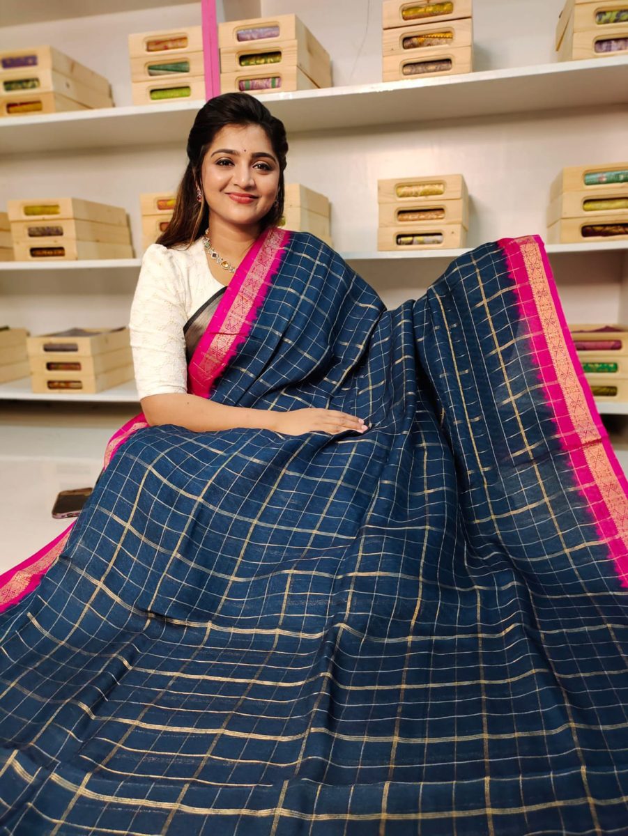 Georgette kalamkari Silk Saree
