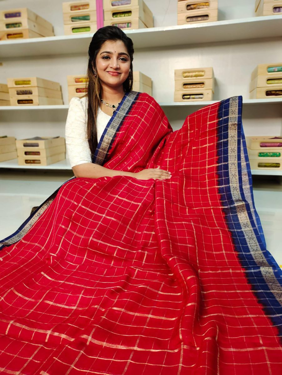 Georgette kalamkari Silk Saree