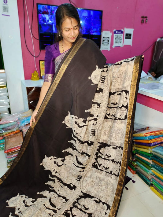 Mangala giri pattu Saree kalamkari Silk Saree