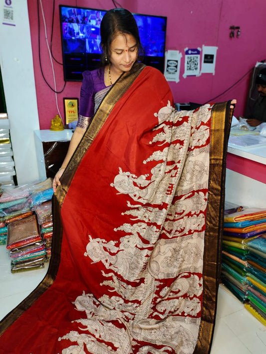 Mangala giri pattu Saree kalamkari Silk Saree