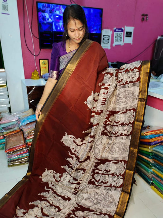 Mangala giri pattu Saree kalamkari Silk Saree