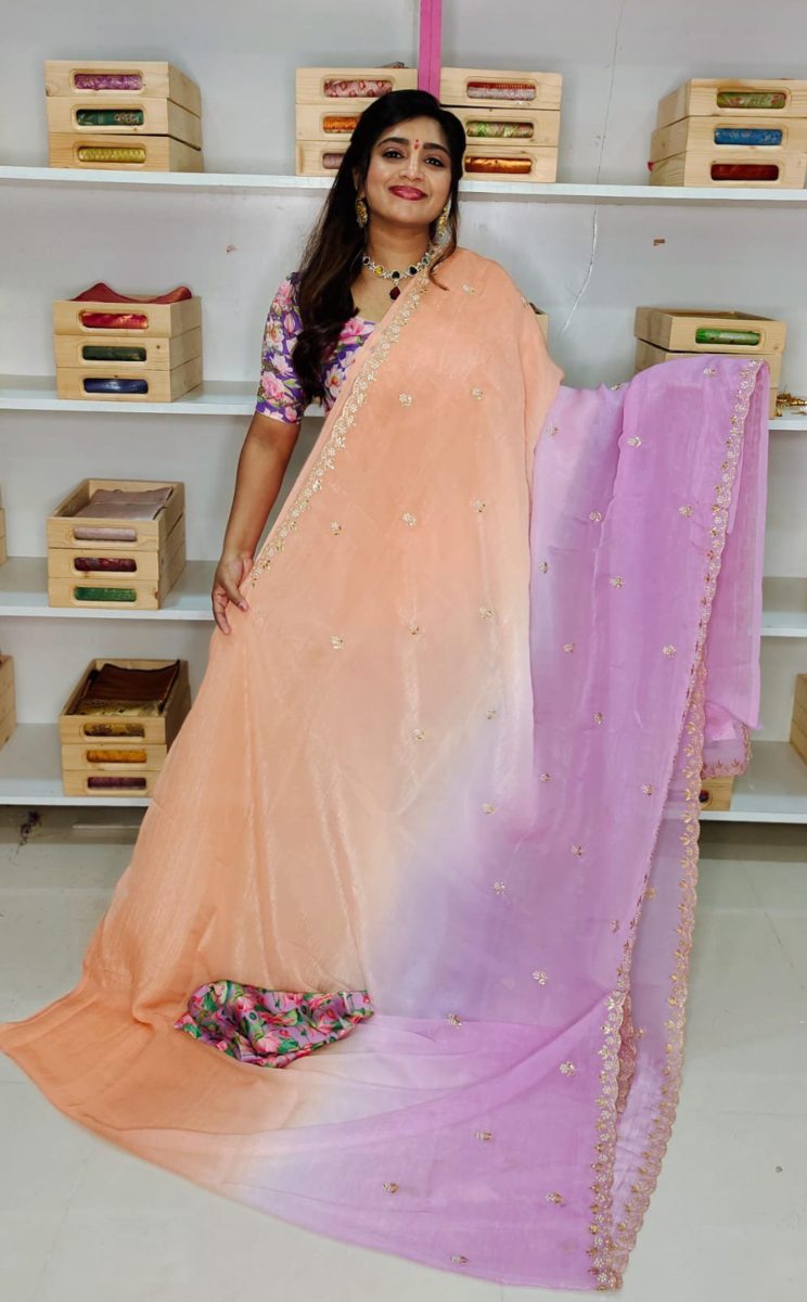 Tussur Crush Silk Saree