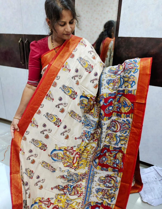 Mangala giri pattu Saree kalamkari Silk Saree