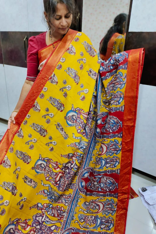 Mangala giri pattu Saree kalamkari Silk Saree