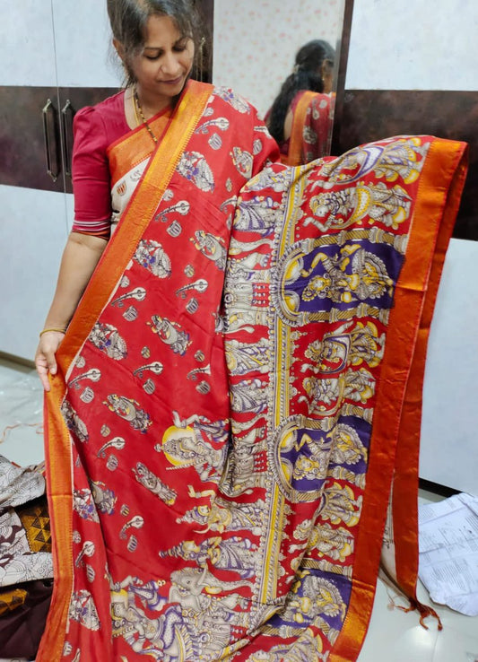 Mangala giri pattu Saree kalamkari Silk Saree