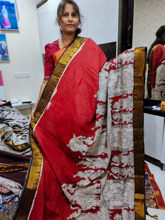 Mangala giri pattu Saree kalamkari Silk Saree