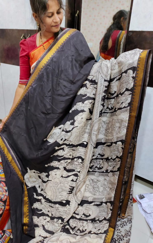 Mangala giri pattu Saree kalamkari Silk Saree