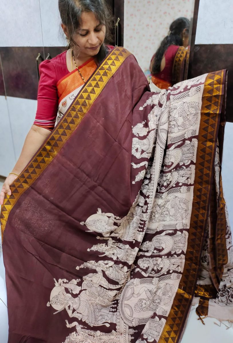 Mangala giri pattu Saree kalamkari Silk Saree