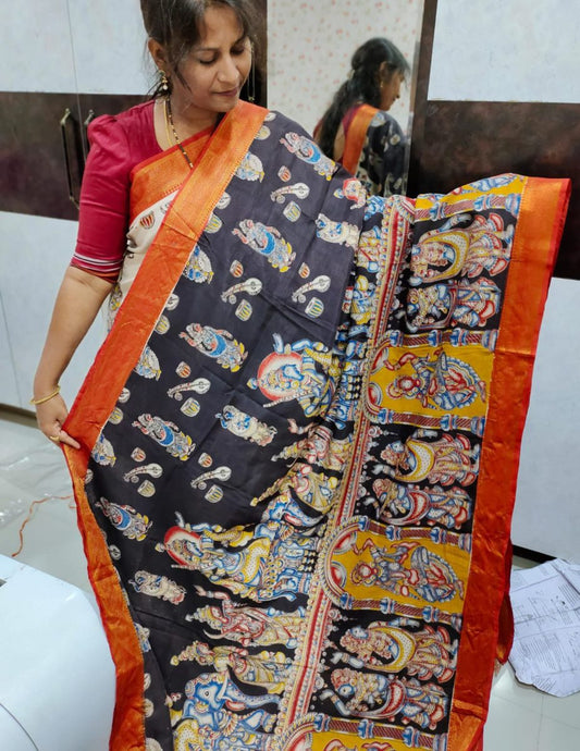 Mangala giri pattu Saree kalamkari Silk Saree