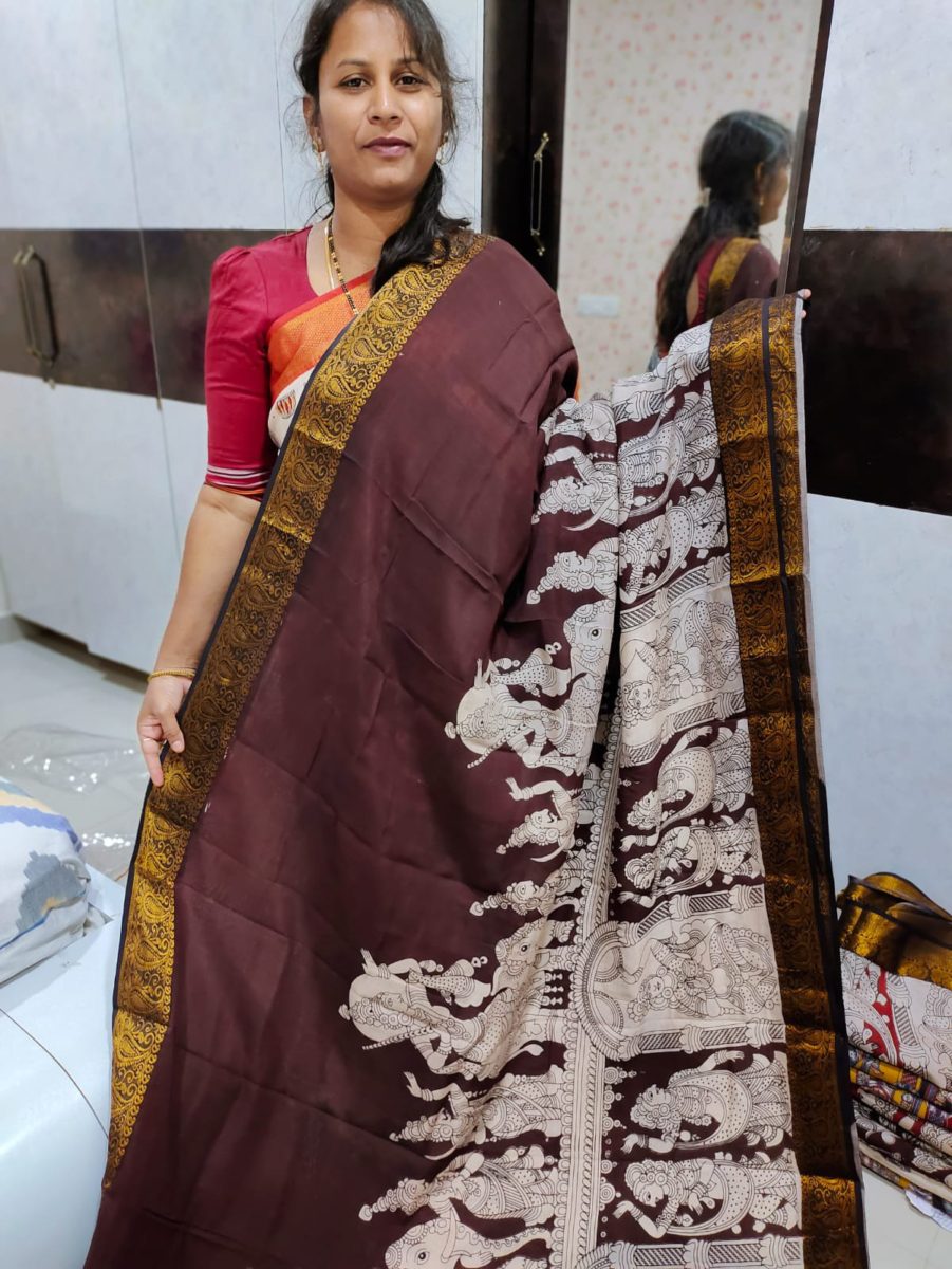 Mangala giri pattu Saree kalamkari Silk Saree