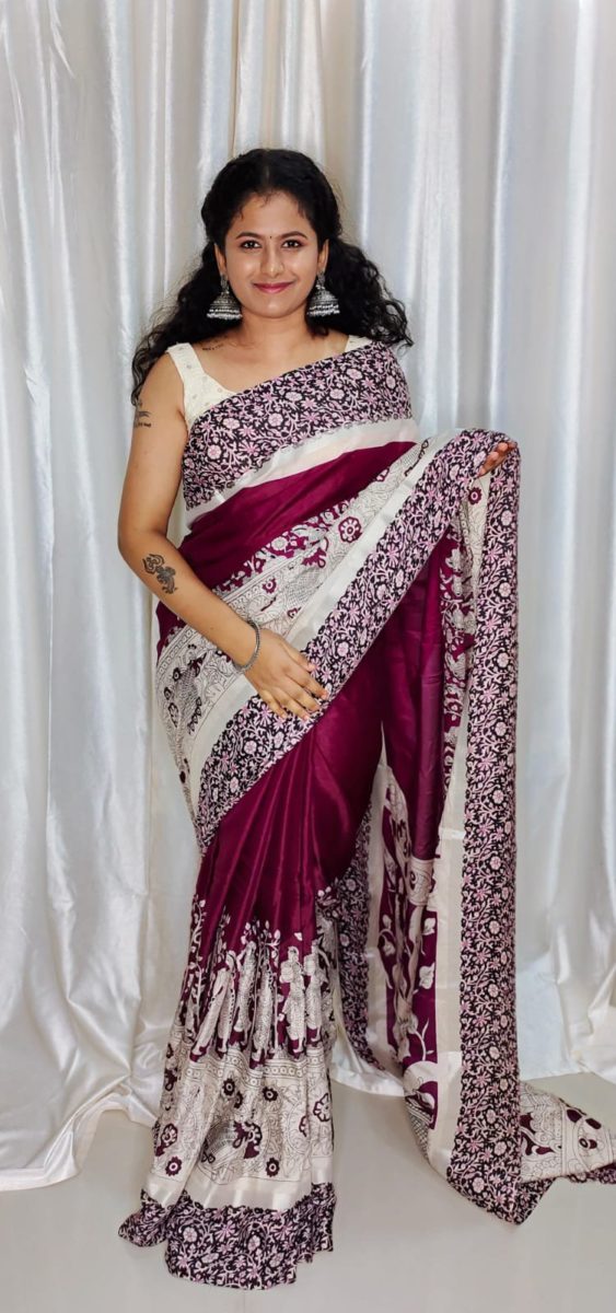 Chennuri kalamkari Silk Saree