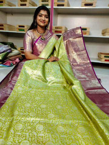 100% silk mark certified kanjivaram meenakari saree