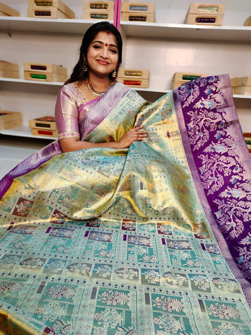 100% silk mark certified kanjivaram meenakari saree