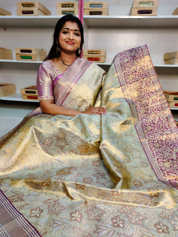 100% silk mark certified kanjivaram meenakari saree