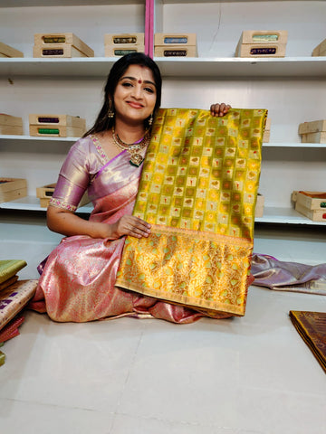 100% silk mark certified kanjivaram meenakari saree