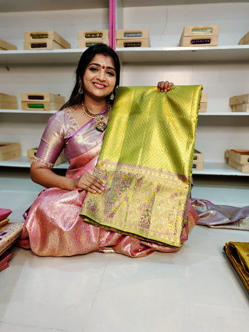 100% silk mark certified kanjivaram meenakari saree