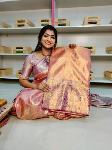 100% silk mark certified kanjivaram meenakari saree