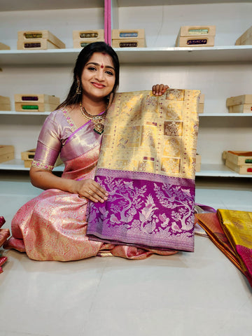 100% silk mark certified kanjivaram meenakari saree