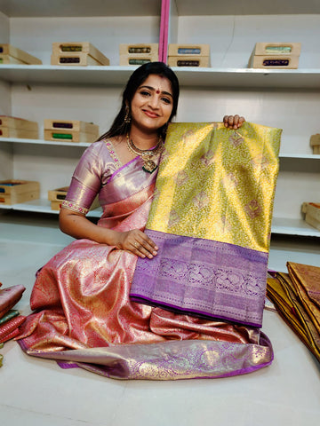 100% silk mark certified kanjivaram meenakari saree