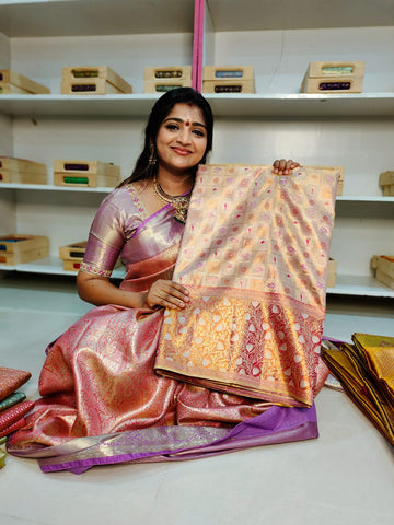 100% silk mark certified kanjivaram meenakari saree