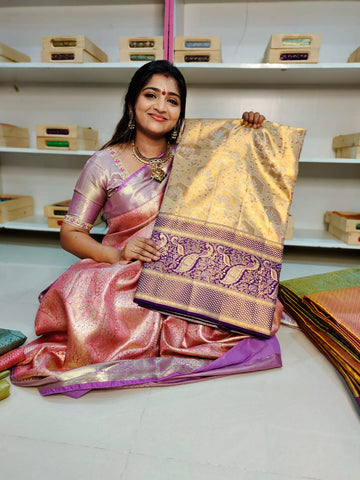 100% silk mark certified kanjivaram meenakari saree